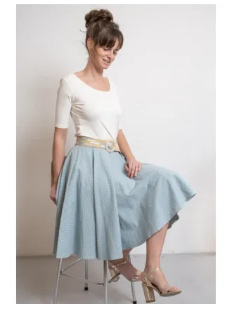 Very Cherry - Circle Skirt Gingham Azul