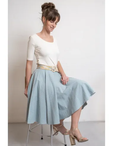 Very Cherry - Circle Skirt Gingham Azul