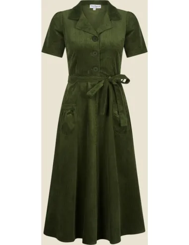 Very Cherry - Revers Dress Midi Corduroy Green
