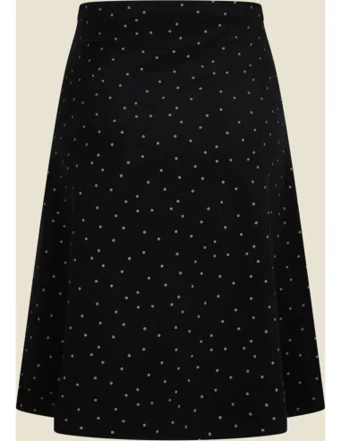 Very Cherry - A-Line Skirt Corduroy Dots Black/Ecru