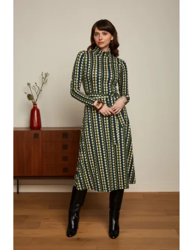 King Louie - Betsy Rollneck Dress Quincy Pine Green