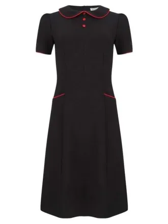 -30% Pan Collar Dress Black/Red