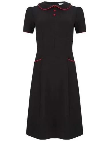 -30% Pan Collar Dress Black/Red