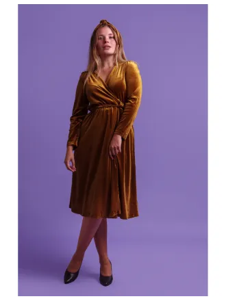 40’s Leaf Dress Steam Velvet Gold