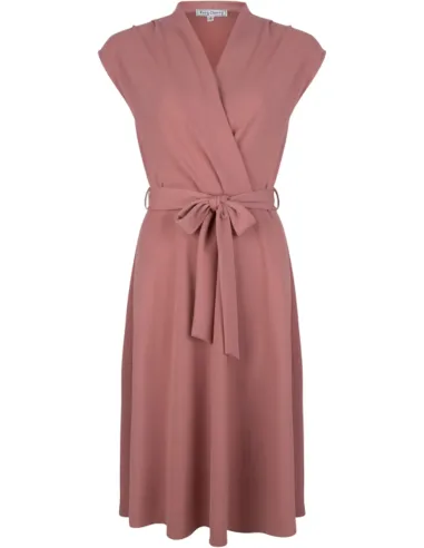 Cross Over Dress Jersey Crepe Vintage Pink