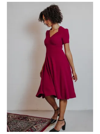 Hollywood Circle Dress Red Jersey Crepe