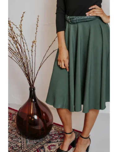 Very Cherry - Circle Skirt Green Gabardine