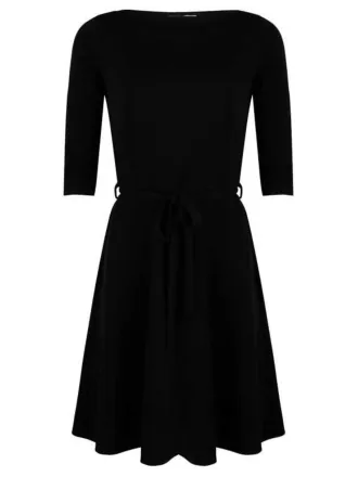 -30% Boatneck Dress Black Jersey Crepe
