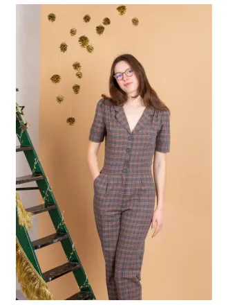 Very Cherry - Classic Jumpsuit Petrovna Ruit Grey/Ginger