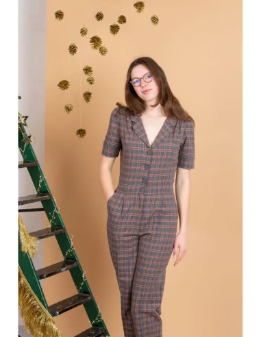 Very Cherry - Classic Jumpsuit Petrovna Ruit Grey/Ginger