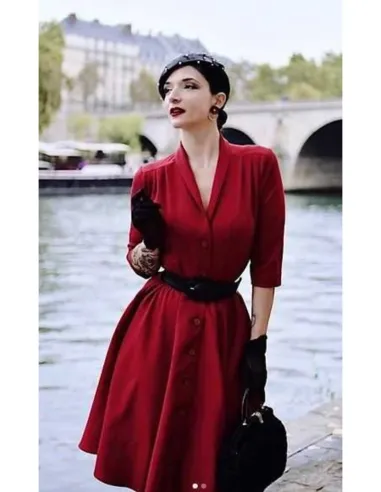 D'Laine Dress Deep Red Gabardine